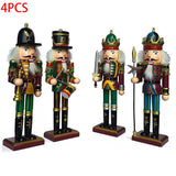 4Pcs 30cm Christmas Nutcracker Soldiers Wooden Soldier Nutcracker on Stand Home Decor Christmas Gift - Extra Image