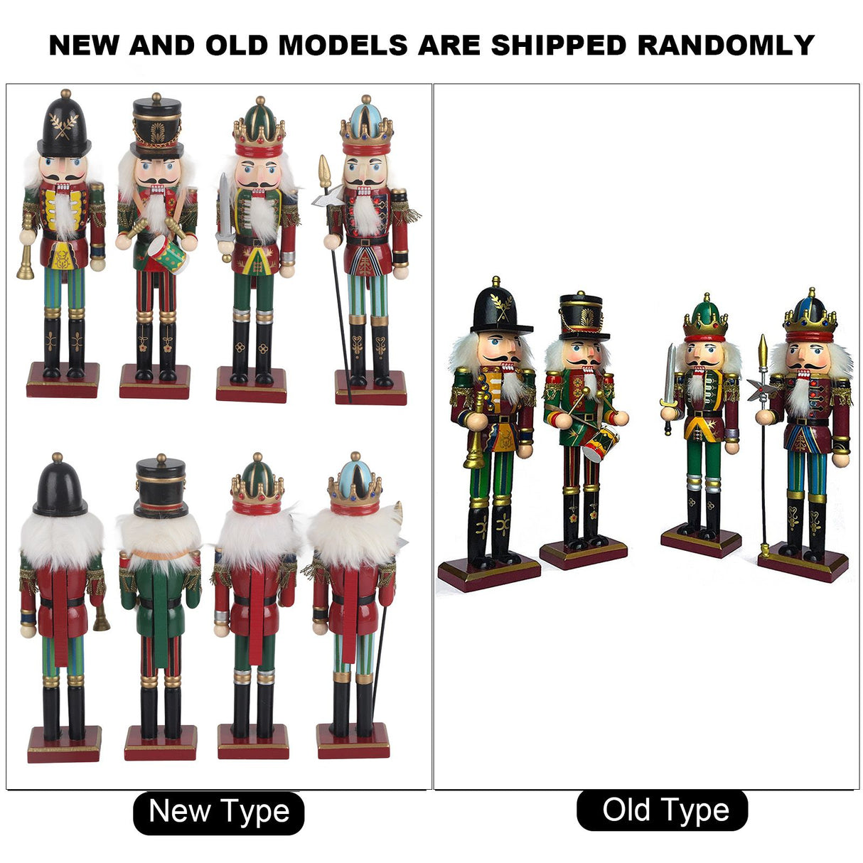 4Pcs 30cm Christmas Nutcracker Soldiers Wooden Soldier Nutcracker on Stand Home Decor Christmas Gift