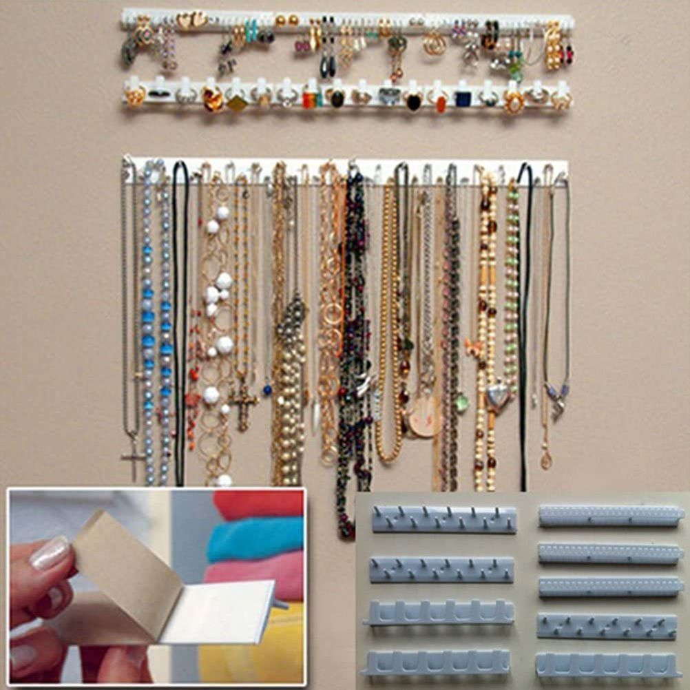 9Pcs/Set Hanging Jewelry Rack Self Adhesive Jewelry Hook Wall Hanger for Necklace Bracelet