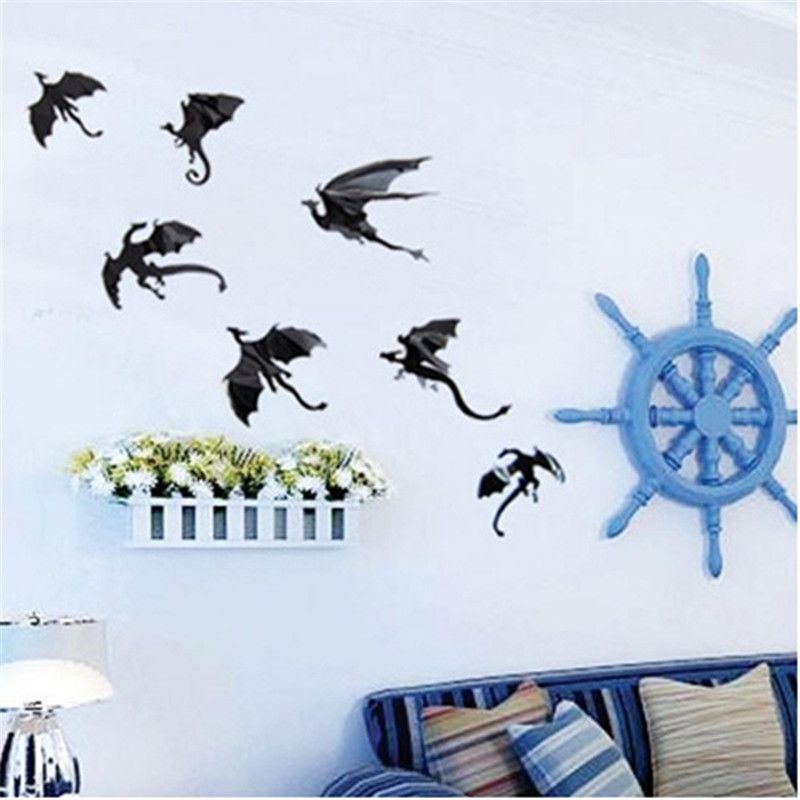 7pcs/Lot 3D Gothic Dragon Wall Sticker Inspired Dragon Wallpaper