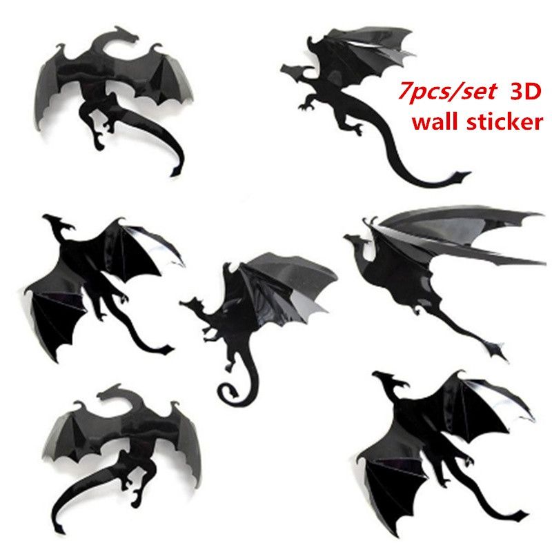 7pcs/Lot 3D Gothic Dragon Wall Sticker Inspired Dragon Wallpaper