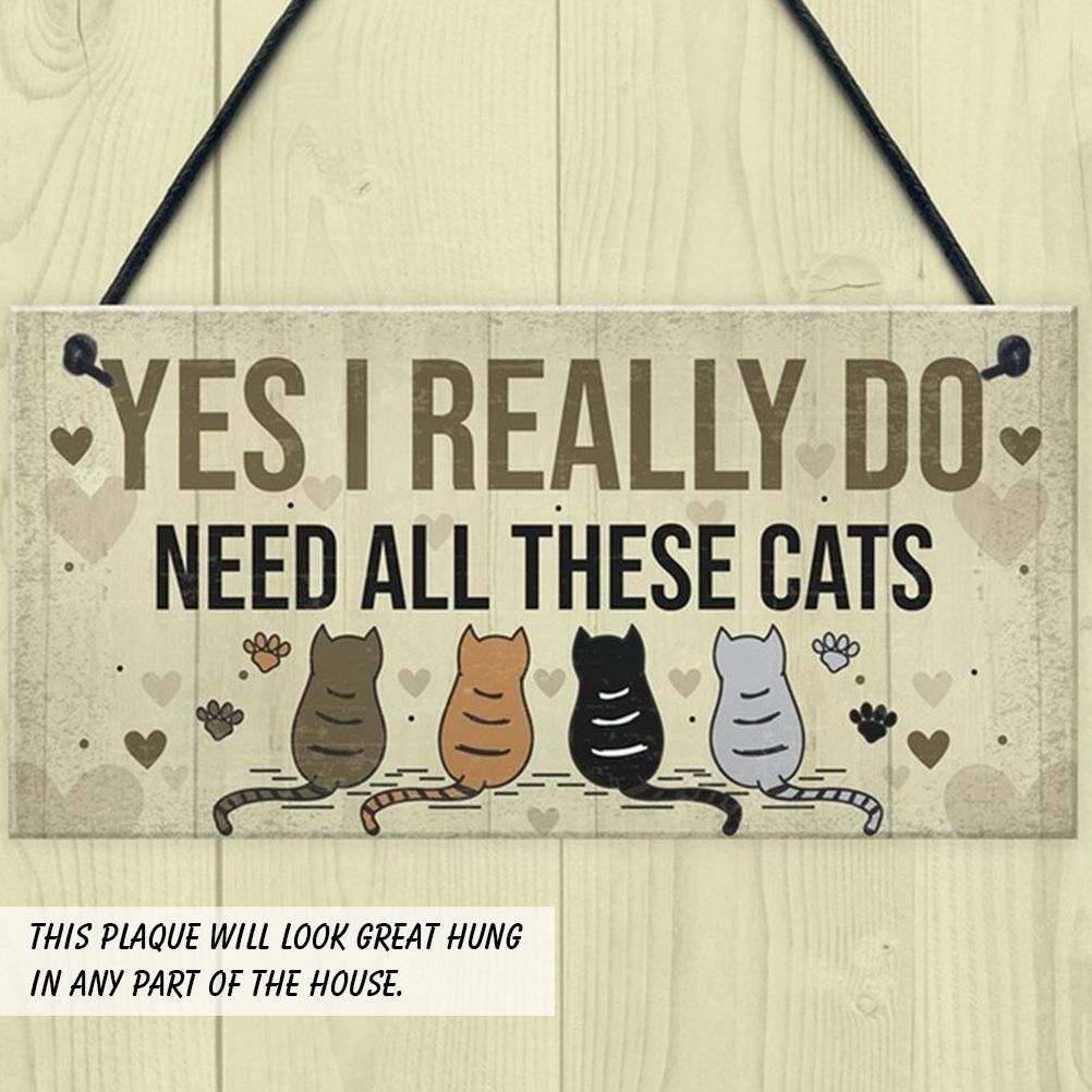 Wooden Funny Door Hanging Bedroom Christmas Cats Sign Pet Lover Hanging Plaques Friendship Sign Plaque for Home Bar Decor