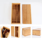 Bamboo Cutlery Storage Box Wooden Storage Container for Tableware Cosmetics