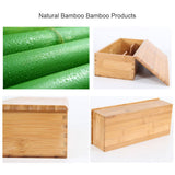Bamboo Cutlery Storage Box Wooden Storage Container for Tableware Cosmetics - Rear View