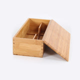 Bamboo Cutlery Storage Box Wooden Storage Container for Tableware Cosmetics - Close-Up Angle