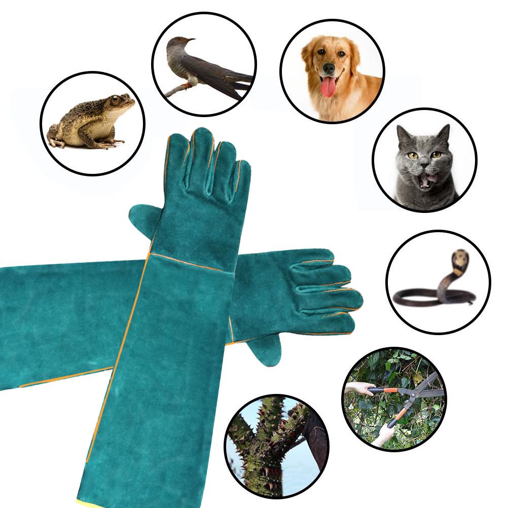 Anti Bite Safety Gloves Long Leather Protective Gloves Pets Grasping Bite Protection Glove