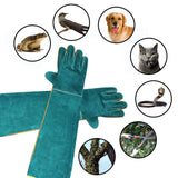 Anti Bite Safety Gloves Long Leather Protective Gloves Pets Grasping Bite Protection Glove - 45-Degree Angle