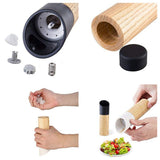 Wooden Salt Pepper Grinder Hand Movement Wood Pepper Mill with Ceramic Grinding Cord Kitchen Grinding Tools - Low Angle