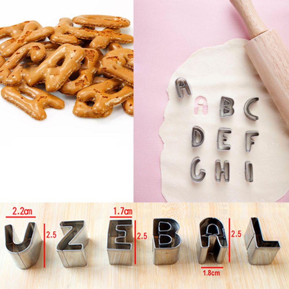 Mini Letter Cutters Stainless Steel Alphabet Cutter Set Baking Mold Tools for s Cake