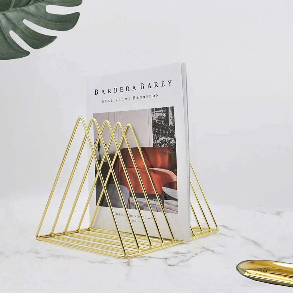 File Holder Organizer Triangle Record Album Holder Magazine Wire Rack Desk Storage Decor for Home Office