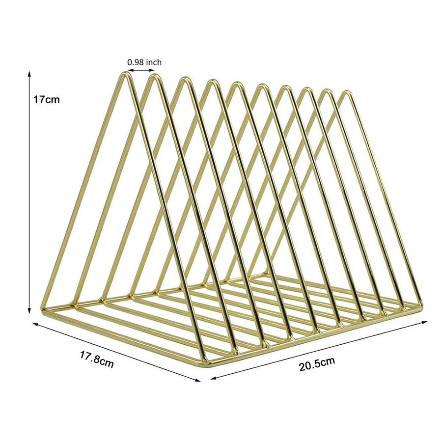 File Holder Organizer Triangle Record Album Holder Magazine Wire Rack Desk Storage Decor for Home Office
