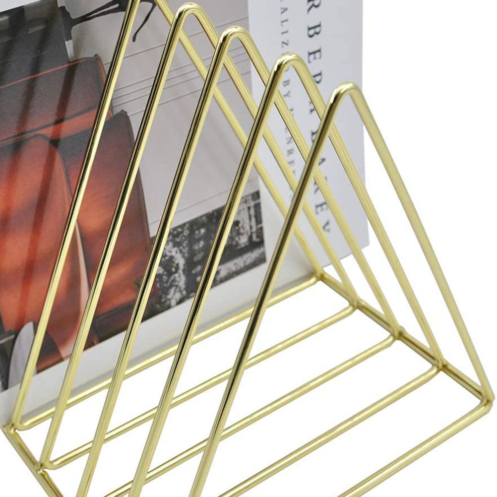 File Holder Organizer Triangle Record Album Holder Magazine Wire Rack Desk Storage Decor for Home Office