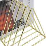 File Holder Organizer Triangle Record Album Holder Magazine Wire Rack Desk Storage Decor for Home Office - Close-Up Angle