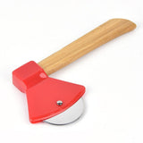 Axe Pizza Cutter with Bamboo Handle Pizza Wheel Grater Rotating Blade Pizza Knife