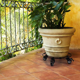 Heavy Duty Iron Potted Plant Stand With Wheels Round Flower Pot Rack for Indoor Outdoor
