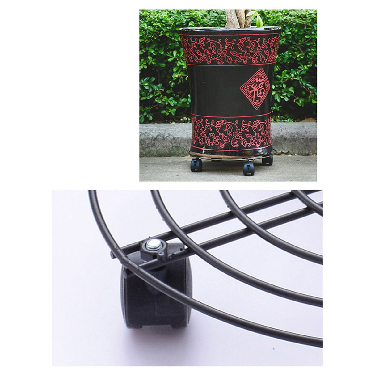 Heavy Duty Iron Potted Plant Stand With Wheels Round Flower Pot Rack for Indoor Outdoor