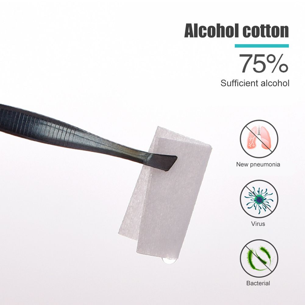 100 Pcs 75% Alcohol Disinfectant Cotton Slices Wet Wipe for Outdoor Skin Cleaning Care