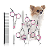 6Pcs/Set Pet Dog Hair Cutting Professional Scissors Hairdressing Shears Thinning Tool Kit with Comb Clearing Cloth