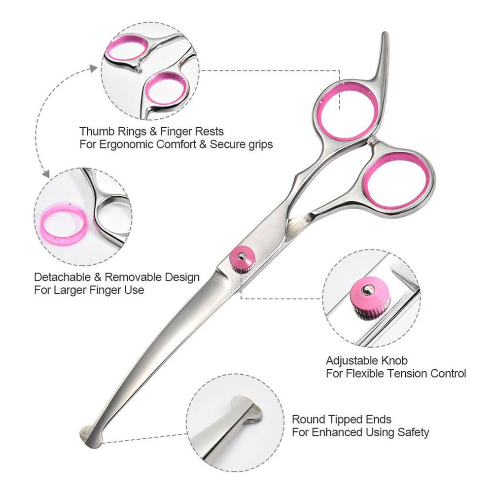6Pcs/Set Pet Dog Hair Cutting Professional Scissors Hairdressing Shears Thinning Tool Kit with Comb Clearing Cloth