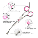 6Pcs/Set Pet Dog Hair Cutting Professional Scissors Hairdressing Shears Thinning Tool Kit with Comb Clearing Cloth - Side View