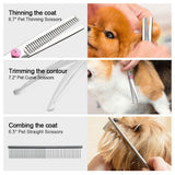 6Pcs/Set Pet Dog Hair Cutting Professional Scissors Hairdressing Shears Thinning Tool Kit with Comb Clearing Cloth - 45-Degree Angle