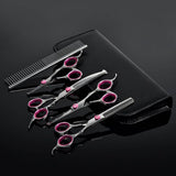 6Pcs/Set Pet Dog Hair Cutting Professional Scissors Hairdressing Shears Thinning Tool Kit with Comb Clearing Cloth - Close-Up Angle