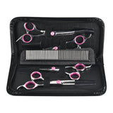 6Pcs/Set Pet Dog Hair Cutting Professional Scissors Hairdressing Shears Thinning Tool Kit with Comb Clearing Cloth