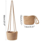 2PCS Braided Plant Basket Hanging Plant Pots Plant Hanger Plant Basket Wall Decoration Flower Pots - Front View