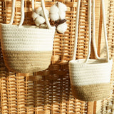 2PCS Braided Plant Basket Hanging Plant Pots Plant Hanger Plant Basket Wall Decoration Flower Pots - Side View