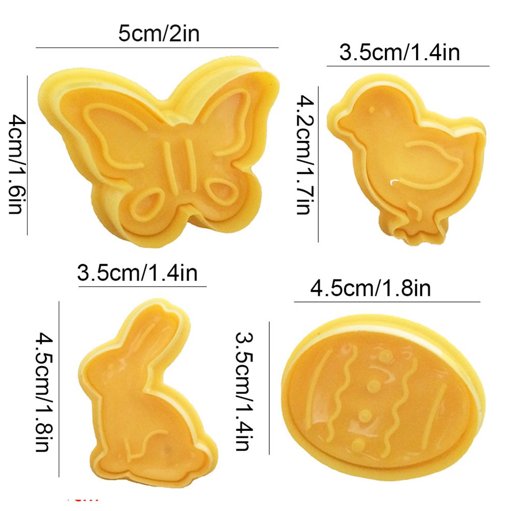4pcs/set Plastic Cutters Cute Butterfly Rabbit Chick Easter Egg Shape Fondant Cutter Biscuit Cake Mold