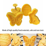 4pcs/set Plastic Cutters Cute Butterfly Rabbit Chick Easter Egg Shape Fondant Cutter Biscuit Cake Mold