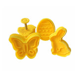 4pcs/set Plastic Cutters Cute Butterfly Rabbit Chick Easter Egg Shape Fondant Cutter Biscuit Cake Mold - Close-Up Angle