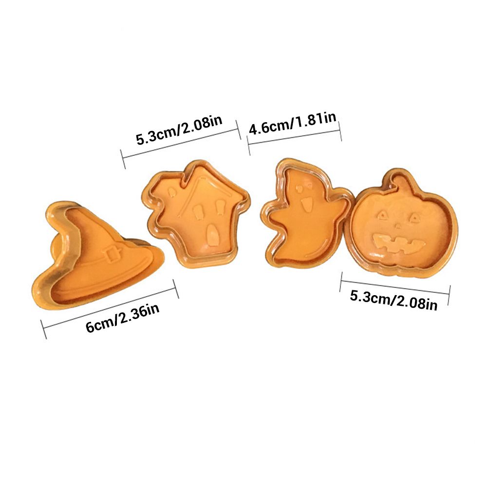 4pcs/set Halloween Mould Biscuit Stamp 3D Plunger Cutter DIY Baking Mould Cutters For Kitchen Tools