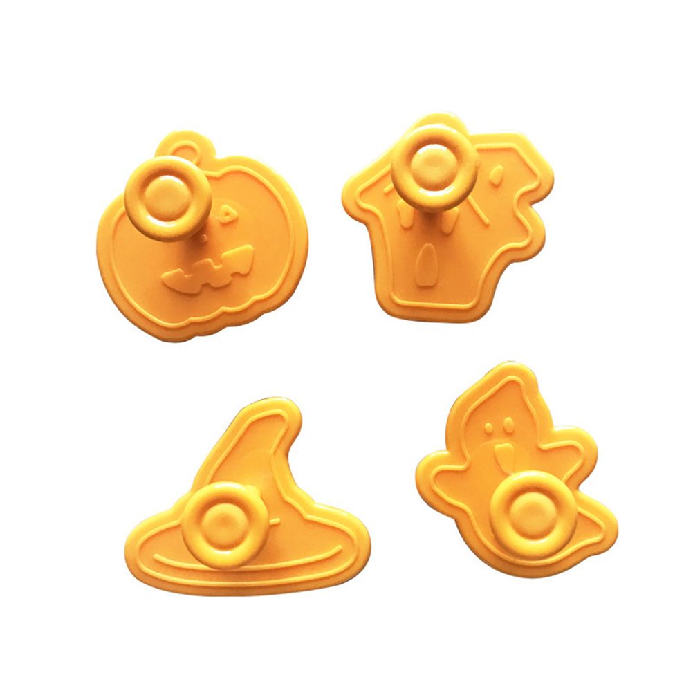 4pcs/set Halloween Mould Biscuit Stamp 3D Plunger Cutter DIY Baking Mould Cutters For Kitchen Tools