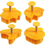 4pcs/set Halloween Mould Biscuit Stamp 3D Plunger Cutter DIY Baking Mould Cutters For Kitchen Tools - Top-Down View