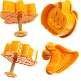 4pcs/set Halloween Mould Biscuit Stamp 3D Plunger Cutter DIY Baking Mould Cutters For Kitchen Tools