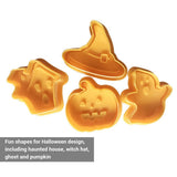 4pcs/set Halloween Mould Biscuit Stamp 3D Plunger Cutter DIY Baking Mould Cutters For Kitchen Tools