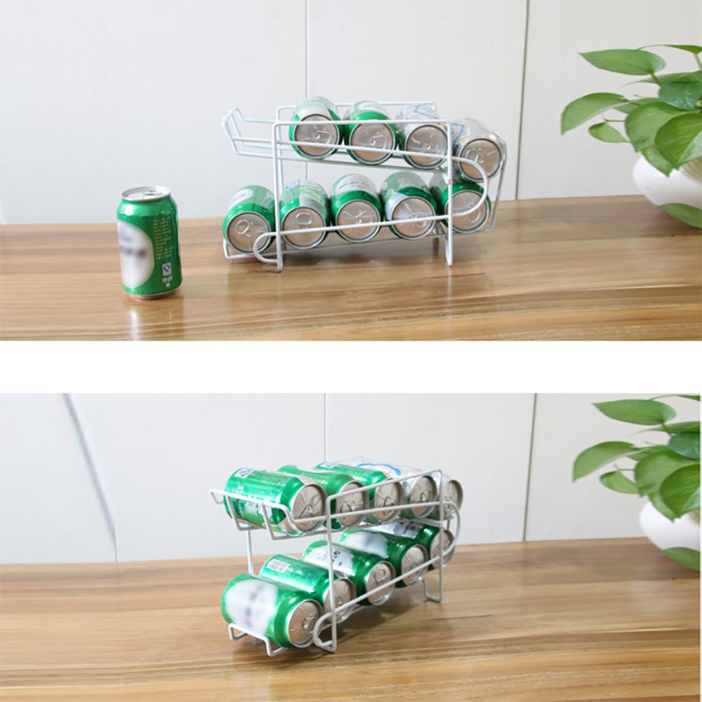 Double Layer Cans Storage Racks Cans Rolling Holder Refrigerator Beverage Rack