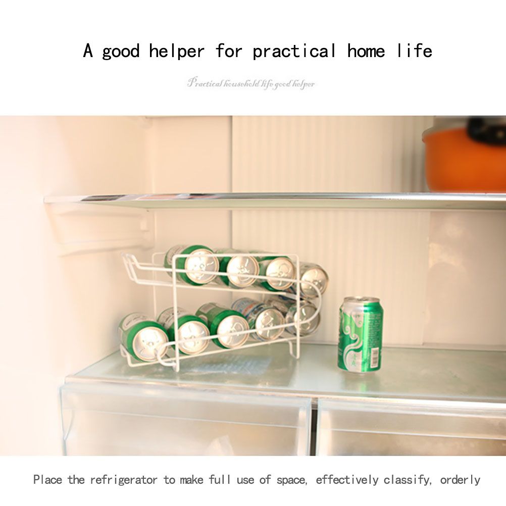 Double Layer Cans Storage Racks Cans Rolling Holder Refrigerator Beverage Rack