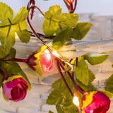 2Meter 20 LED Simulation Rose Vine Leaf Lights String Copper Wire Lights String for Home Jungle Party Wedding Decoration