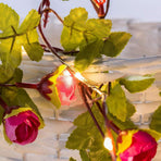 2Meter 20 LED Simulation Rose Vine Leaf Lights String Copper Wire Lights String for Home Jungle Party Wedding Decoration