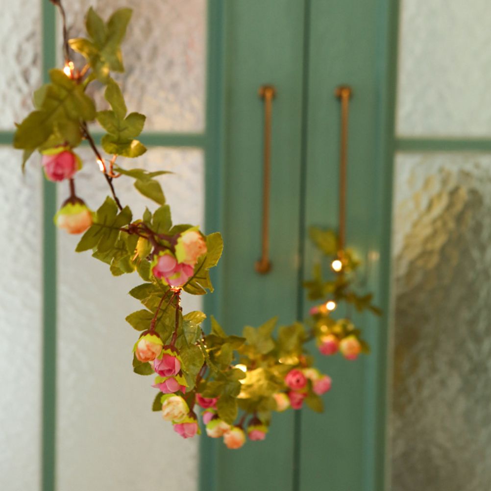 2Meter 20 LED Simulation Rose Vine Leaf Lights String Copper Wire Lights String for Home Jungle Party Wedding Decoration