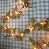 2Meter 20 LED Simulation Rose Vine Leaf Lights String Copper Wire Lights String for Home Jungle Party Wedding Decoration - Top-Down View