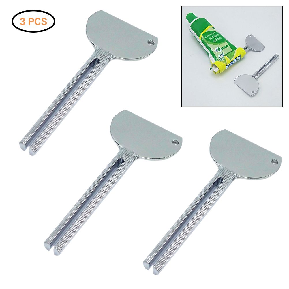 3PCS Toothpaste Squeezer Metal Aluminum Alloy Tube Toothpaste Roller Tube Wringer Dispenser for Beauty Silver