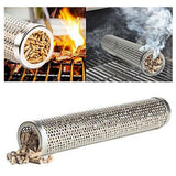 Mesh Pellet Smoker Tube Outdoor Round Cold Hot Stainless Steel Barbecue Smoker Generator - 45-Degree Angle