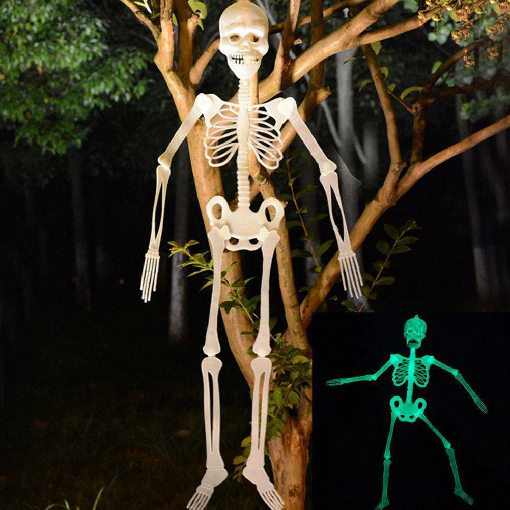 90cm Halloween Luminous Skeleton Hanging Flexible Joints Skeleton Outdoor Crazy Scary Hanging Props
