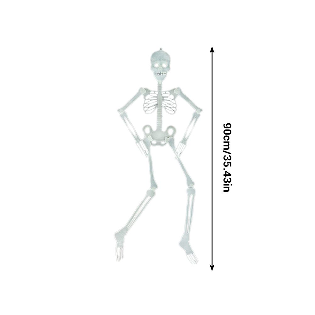90cm Halloween Luminous Skeleton Hanging Flexible Joints Skeleton Outdoor Crazy Scary Hanging Props