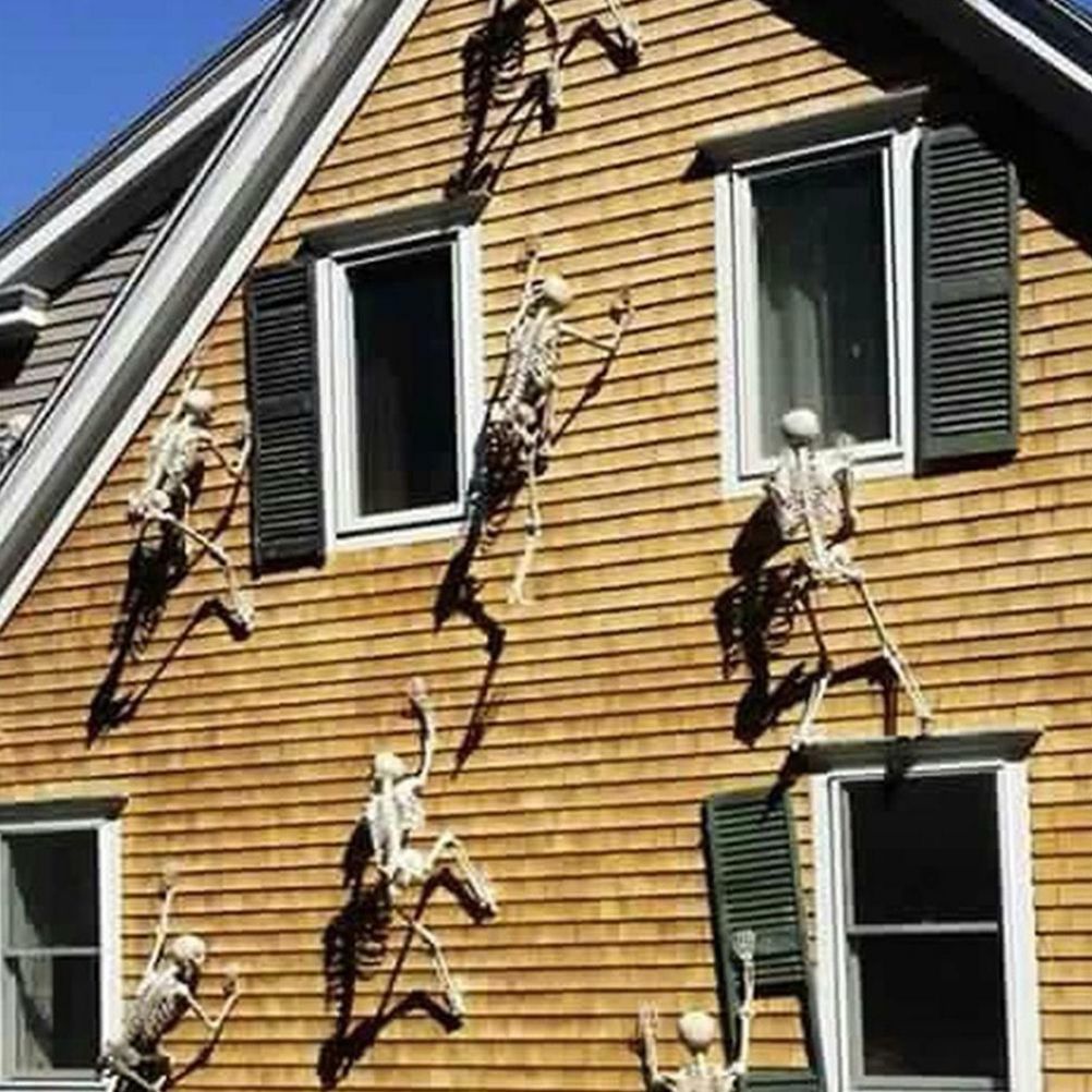 90cm Halloween Luminous Skeleton Hanging Flexible Joints Skeleton Outdoor Crazy Scary Hanging Props