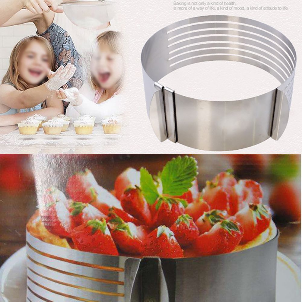 16-20cm Stainless Steel Adjustable Cake Ring Telescopic Cake Cutter Kit Mousse Mould Slicing DIY Bakeware Tool