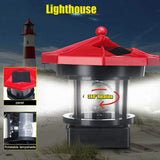 LED Rotating Lighthouse Light Outdoor Solar Light Decorative Lamp for Garden Yard